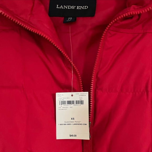 NWT Lands End Red Down Puffer Vest XS - Picture 4 of 8